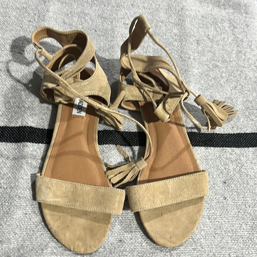 Steve Madden strappy tie ankle sandal with tassel